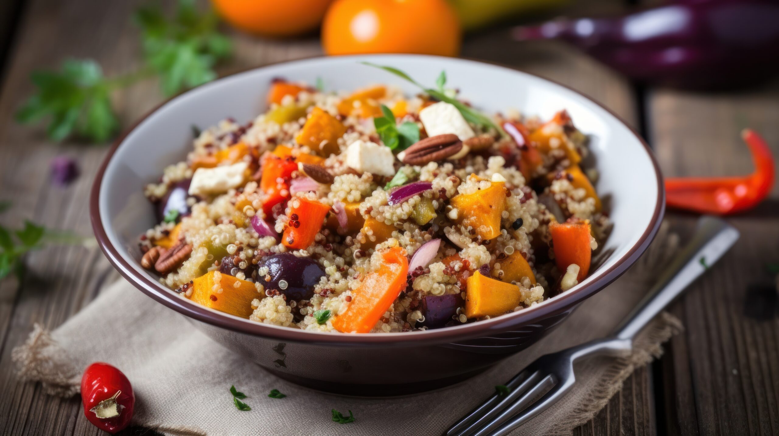 roasted vegetables and quinoa